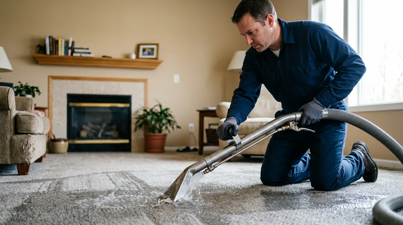Water damage restoration technician working near Wallkill, NY